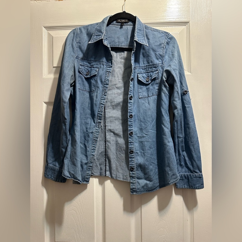 Blue Jean Bottom Down Shirt Classic Denim Style